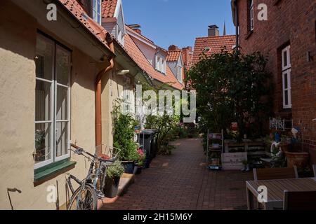 Lübeck, 20. Juli 2021 - die Altstadt und der Stadtteil Innenstadt liegen auf einer Insel, die von den Armen der Trave umgeben ist, Stockfoto