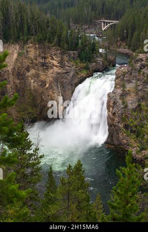 Upper Falls des Yellowstone River vom Upper Falls Viewpoint, Yellowstone National Park, Wyoming Stockfoto