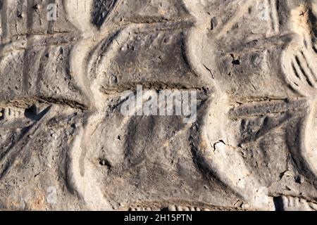 Foto Textur der bemalten Skulptur Metalloberfläche. Stockfoto