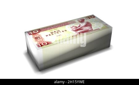 3D Illustration von 10 Andorra Pessetes Geld Stockfoto