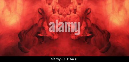 Abstrakte Tintenwolke. Roter Hintergrund Stockfoto