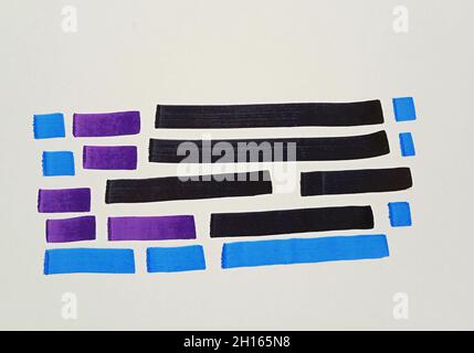 Üben Sie das Zeichnen von farbigen Linien mit copic-Marker und handgemalten Original-Impressionismus-Meisterwerken kreative Malermalerei Skizze bunt Stockfoto