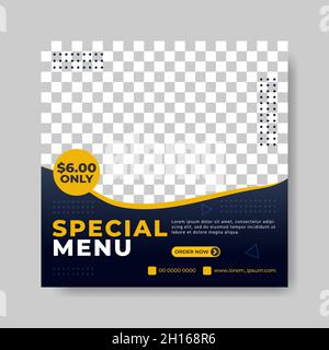 Flyer mit Lebensmittelmotiven oder Post-Vorlage für soziale Medien Stock Vektor