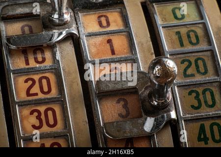 Detail einer alten Kasse Stockfoto