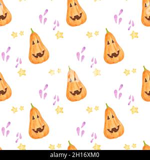 Nahtloses Muster von Aquarell Halloween Clip Art Stockfoto