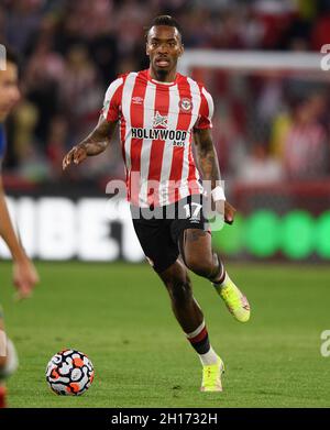 London, Großbritannien. Oktober 2021. 16. Oktober 2021 - Brentford gegen Chelsea - Premier League - Brentford Community Stadium Ivan Toney während des Spiels im Brentford Community Stadium. Bildnachweis: Kredit: Mark Pain/Alamy Live Nachrichten Stockfoto