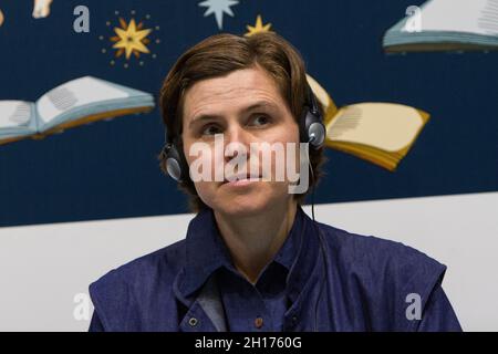 Turin, Italien. Oktober 2021. Die deutsche Schriftstellerin Judith Schalansky ist zu Gast auf der Turiner Buchmesse 2021. Stockfoto