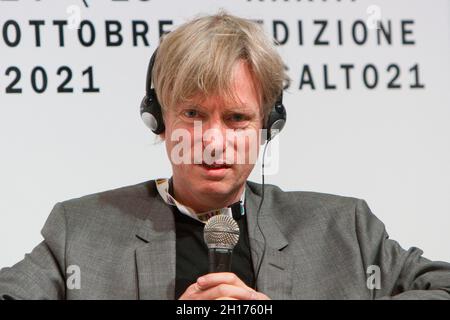 Turin, Italien. Oktober 2021. Der Schriftsteller Michel Faber ist Gast der Turiner Buchmesse 2021. Stockfoto