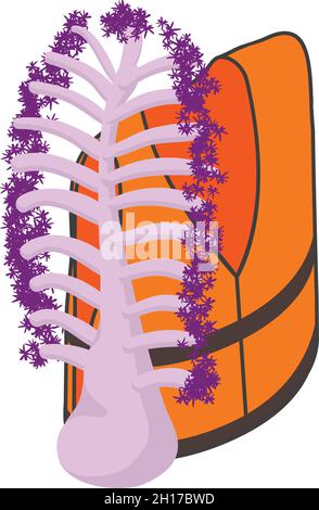 Isometrischer Vektor des Symbols „Meeresruhe“. Symbol für Korallenzweig und orangefarbene Schwimmweste. Meeresthema, Meerestierstift Stock Vektor