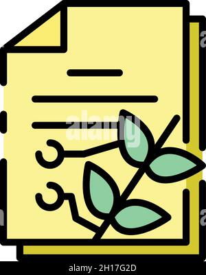 Symbol für intelligente Dokumentanlage. Kontur Smart-Dokument Pflanzen Vektor Symbol Farbe flach isoliert Stock Vektor