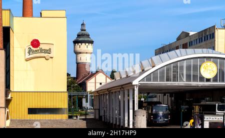 Pilsen, Tschechische Republik, 10-03-2021: Brauerei in Pilsen, Tschechische Republik Stockfoto