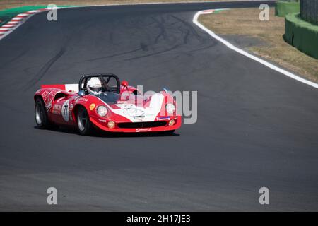 Italien, september 11 2021. Vallelungaklassiker. Historisches Rennen Lola T70 MK2 Prototyp Auto Aktion auf Rennstrecke Stockfoto