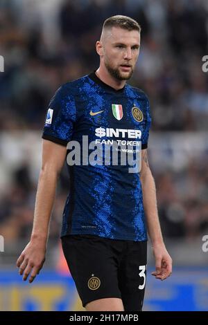 Milan Skriniar vom FC Internazionale während des Fußballspiels der SS Lazio und des FC Internazionale im Olimpico-Stadion in Rom (Italien), 16. Oktober 2021. Foto Antonietta Baldassarre / Insidefoto Stockfoto