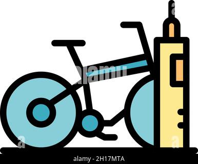 Symbol für Fahrradverleih. Outline Fahrrad mieten Stand Vektor-Symbol Farbe flach isoliert Stock Vektor