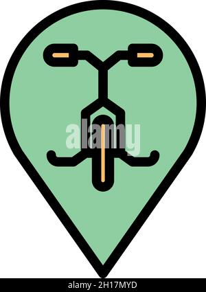 Symbol für den Standort des Fahrradverleiher. Outline Fahrradverleih Standort Vektor Symbol Farbe flach isoliert Stock Vektor