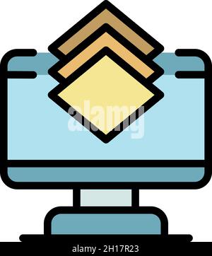 Computersymbol für Ebeneneditor. Umrissebene Editor Computer Vektor Symbol Farbe flach isoliert Stock Vektor