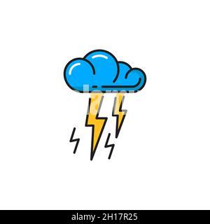 Beleuchtung und Bolzen natürliche Energiequelle isoliert Farblinie Symbol. Vektor Wettervorhersage Zeichen Farbe Meteorologie Gewitter Symbol. Umweltfreundlicher Onkel Stock Vektor