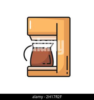 Elektrische Kaffeemaschine mit Glaskanne mit isoliertem Griff für tiefe Kaffeemaschine, flaches Symbol. Vector moderne Maschine Küchengerät Kaffeemaschine. Cof Stock Vektor