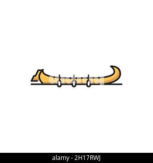 Portugiesisches Rabelo aveiro Boot isoliert Segelboot flache Linie Symbol. Vector portguese Fischerboot, Transportschiff mit Rudern, Seefahrt mittelalterlichen tr Stock Vektor