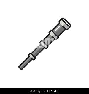 Spyglass-Tool, um Sterne und Planeten zu studieren, Symbol der portugiesischen Seefahrt isoliert flache Linie Symbol. Vektor alte Teleskop-Linse Fernbeobachtungsausrüstung, Scheibe Stock Vektor