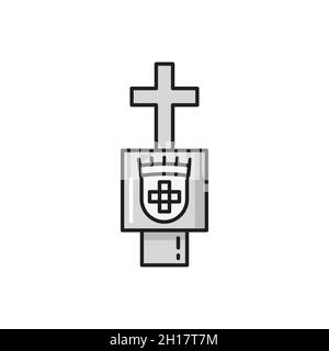 Symbol der Ordnung christi isoliertes Symbol Portugals. Vektor Marmor Kreuz auf Friedhof Tor, befestigte Bürgergemeinde in Portugal.Heilige Religion Zeichen Stock Vektor