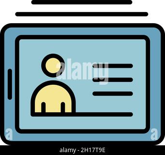 Training auf einem Tablet-Symbol. Skizzieren Sie das Training auf einem Tablet Vektor-Symbol Farbe flach isoliert Stock Vektor