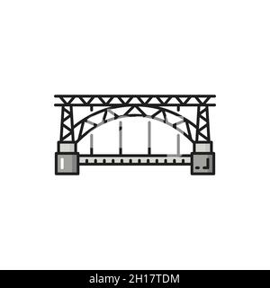 Portugiesische Brücke Porto isoliert Geschichte Wahrzeichen flache Linie Ikone. Vektor Portugal mittelalterliche Architektur, Welterbe Zeichen. Wahrzeichen, traditionelle Hi Stock Vektor