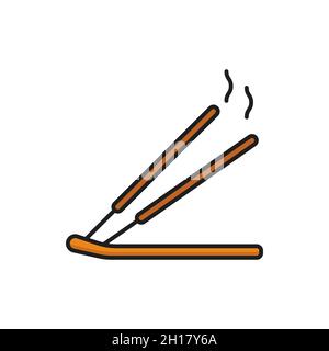Aromatherapie und Spa Weihrauch Joss Sticks Farbe Linie Symbol. Vector Lufterfrischer aromatisches Schilf für Harmonie und Entspannung, Thai Thailand Kultur Schilf wi Stock Vektor