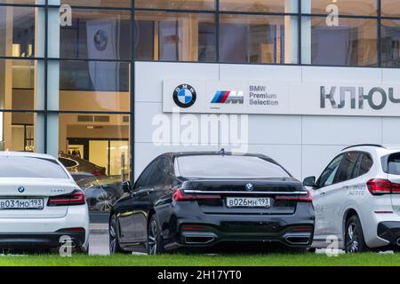 Wolzhsky, Russland-25. September 2021: Logo eines BMW-Autos. BMW ist ein Automobilhersteller aus Deutschland Stockfoto