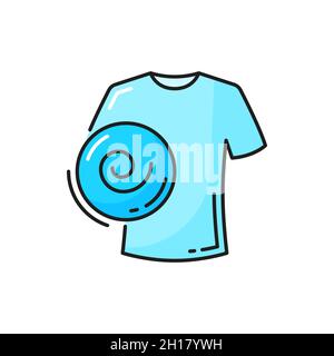 Symbol für die isolierte Linie für das zusätzliche Anziehen, den empfindlichen Schleudergang oder den Schleudergang der Waschmaschine. Vector weißes Tuch Shirt waschen, weiß und tief sauber. Schleuderdrehzahl Zeit d Stock Vektor