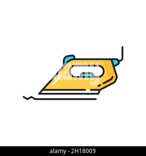 Symbol für die isolierte Farblinie des Glättungseisengeräts für Haushaltsgeräte. Vektor glätten-Eisen Housekeeping Objekt. Bügelwerkzeug, elektrisches Gerät, um appare zu glätten Stock Vektor