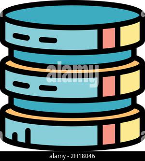 Rundes Server-Tower-Symbol. Umriss runde Server-Tower-Vektor-Symbol Farbe flach isoliert Stock Vektor