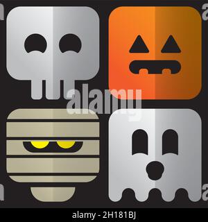 Halloween Icon Set isoliert auf schwarz Stock Vektor