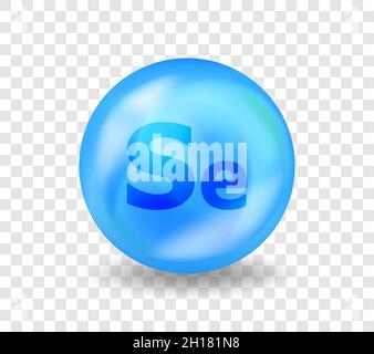 Mineral Se Selen. Medizin Droge Ernährung Werbung. Vitaminkomplex-Illustrationskonzept. Stock Vektor