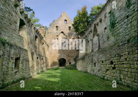 Klosterruine von Disibodenberg, bei Bad Kreuznach, Rheinland-Pfalz, Deutschland, Europa, Hildegard von Bingen lebte hier von 1112 bis 1147 Stockfoto