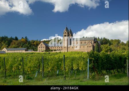 Das Kloster St. Hildegard mit Weinbergen, Eibingen bei Rüdesheim, gegründet von Hildegard von Bingen, Rheinland Pfalz, Deutschland, Europa Stockfoto