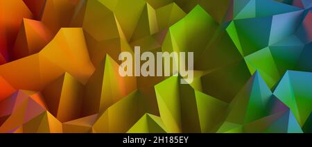 Ein 3D Rendering Multicolor abstraktes Hintergrundbanner aus Dreiecken, alle Farben des Regenbogens Stockfoto