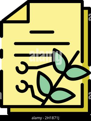 Symbol für intelligente Dokumentanlage. Kontur Smart-Dokument Pflanzen Vektor Symbol Farbe flach isoliert Stock Vektor