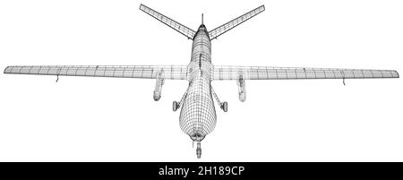 Flugzeug unbemannte Predator militärische Drohne. Vektor erstellt aus 3d, Drahtrahmen. EPS10-Format Stock Vektor