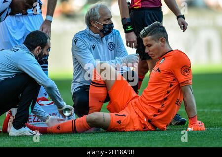 Udine, Italien. 17. Okt, 2021. Verletzung für Marco Silvestri (Udinese Calcio) während Udinese Calcio gegen FC Bologna, Italienische Fußballserie A Spiel in Udine, Italien, Oktober 17 2021 Quelle: Independent Photo Agency/Alamy Live News Stockfoto