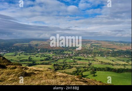 All Stretton und die Long Mynd von Caer Caradoc, Church Stretton, Shropshire gesehen Stockfoto