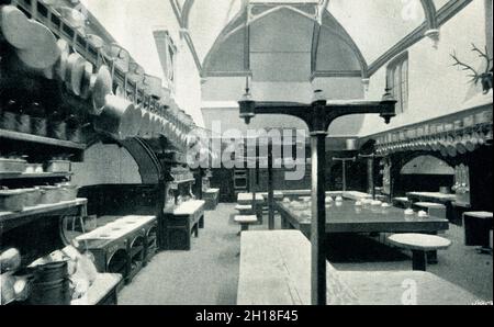 Königliche Küche auf Windsor Castle in den 1890er Jahren, historisches kulinarisches Interieur der britischen königlichen Residenz seit den mittelalterlichen Anfängen der Burg Stockfoto