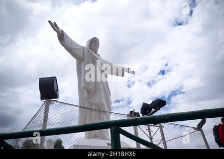 Cristo Blanco, Jesus Christus Skulptur auf Sacsayhuamán Inka Festung oberhalb Cusco, Peru Stockfoto