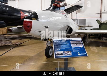 Ein Lockheed F-80 Shooting Star war der erste operationelle Düsenjäger, der von US-Streitkräften eingesetzt wurde. Stockfoto