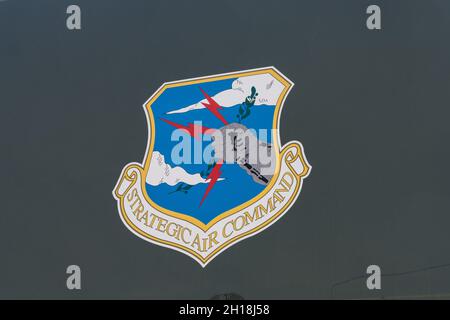 Ein strategischer schwerer Bomber der Boeing B-52 Stratofortress im Hill Aerospace Museum in Utah. Stockfoto