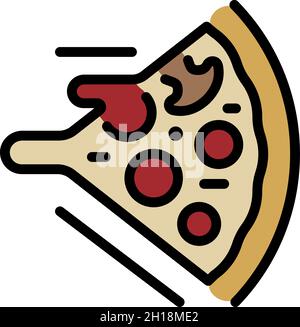 Ein Stück Pizza mit Käse-Ikone. Umriss Scheibe Pizza mit Käse Vektor Symbol Farbe flach isoliert Stock Vektor