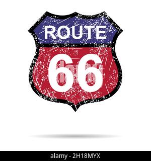 Route 66 klassische Ikone, Reise usa Geschichte Autobahn, amerika Road trip Vektor Hintergrund. Stock Vektor
