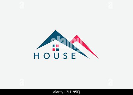 Einfaches Dach Grafikdesign Logo Konzept, verwendbare Vektor-Logo-Design für Architektur Logo, Haus, Reparatur, Handwerk, Interieur, Industrie, Web-Symbol Stock Vektor