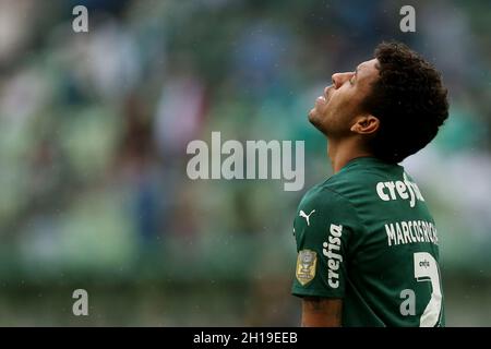 São PAULO, SP - 17.10.2021: PALMEIRAS X INTERNACIONAL - Marcos Rocha während des Spiels zwischen Palmeiras x Internacional im Allianz Parque in São Paulo, SP. Das Spiel gilt für die 27. Runde der Brasileirão 2021. (Foto: Marco Galvão/Fotoarena) Stockfoto