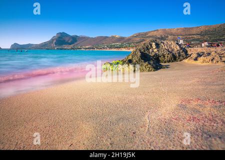 Berühmte Sandstrand von Falasarna im Norden westlich von Chania, Kreta, Griechenland. Stockfoto